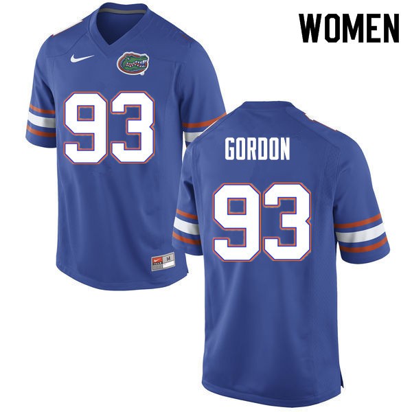 Women #93 Moses Gordon Florida Gators College Football Jerseys Blue